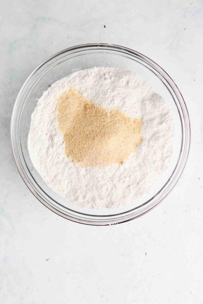 cassava flour, garlic powder and salt in a bowl