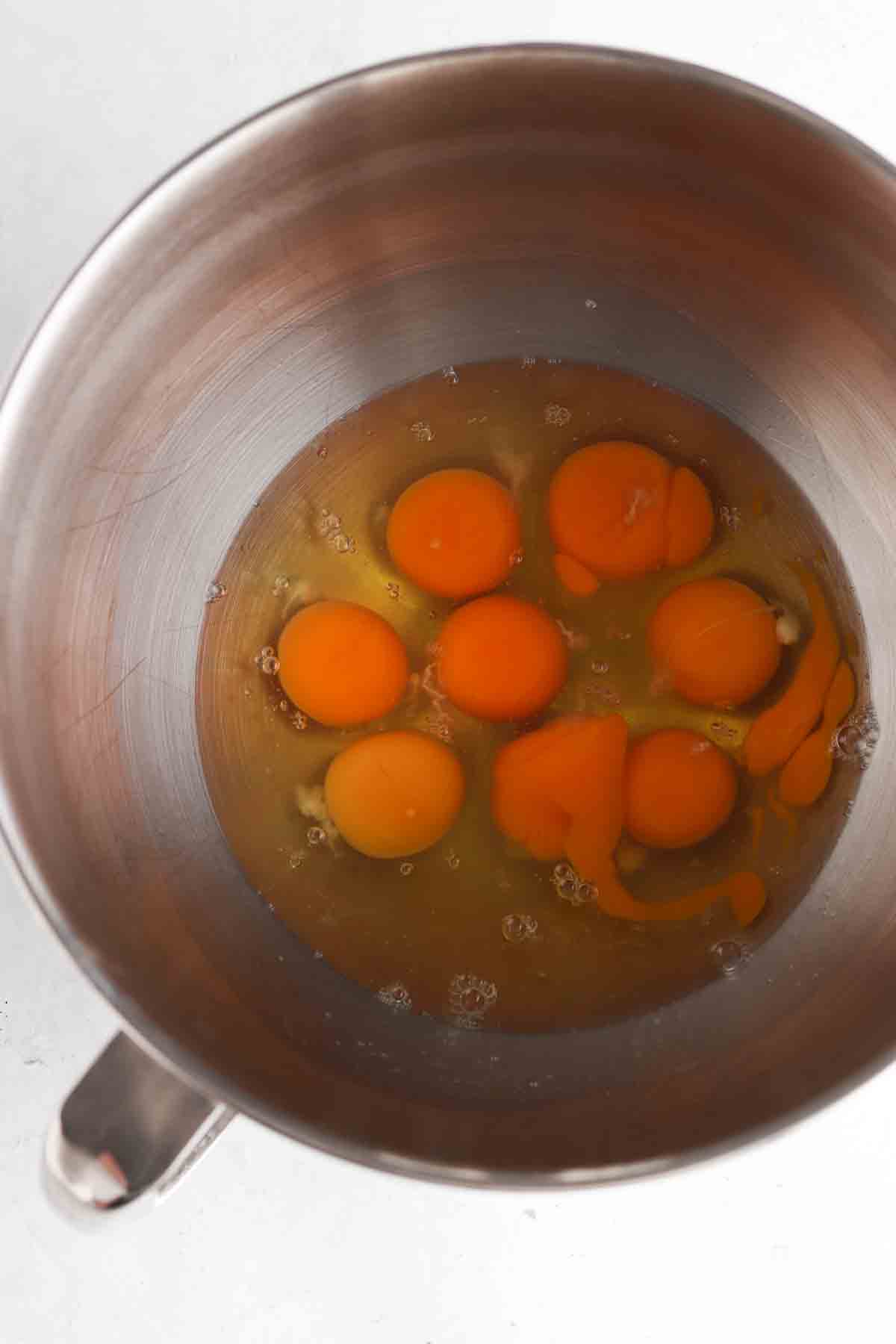 Eggs in a large bowl. 