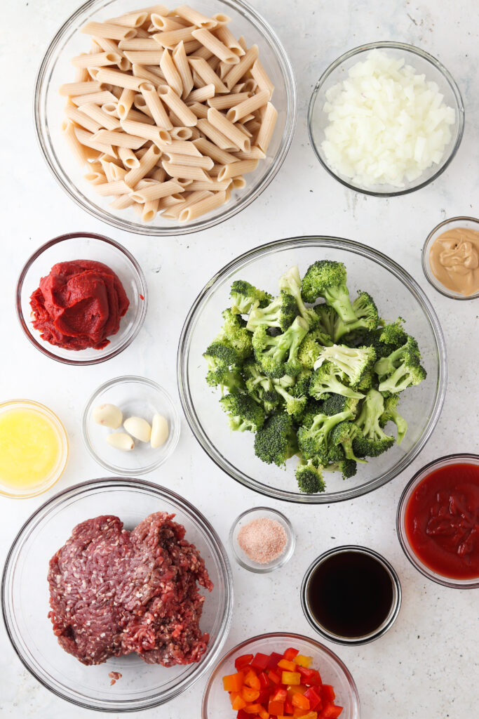 paleo sloppy joe ingredients in bowls