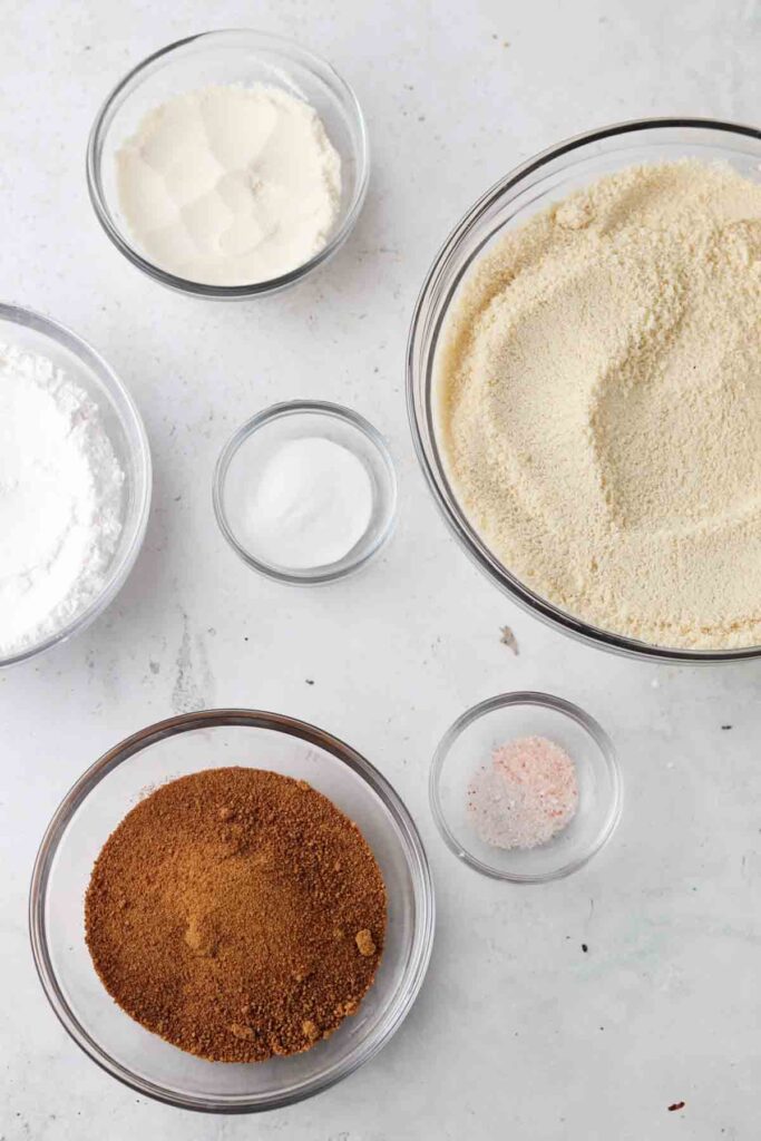 cupcake ingredients laid out in bowls