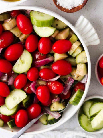 whole30 greek salad in a bowl