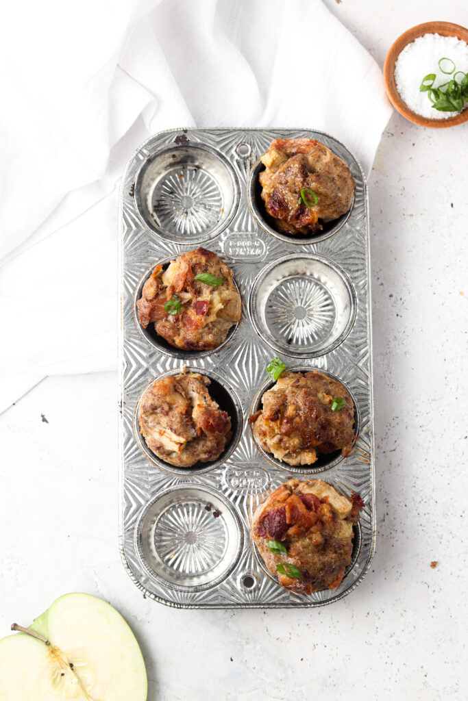 meat muffins overheat shot in a baking tray