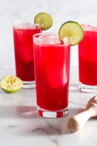 Red drink in tall 