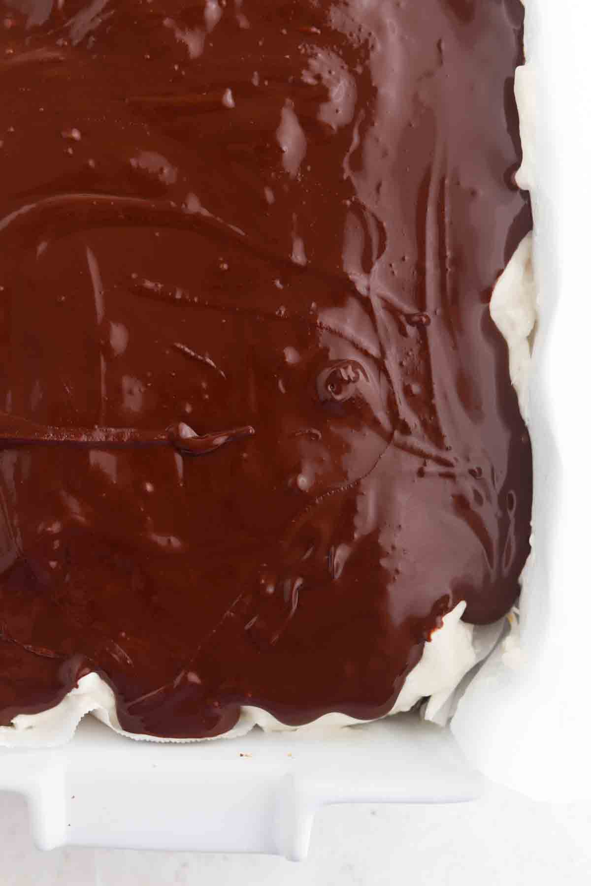 Chocolate covered over the marshmallow fluff.