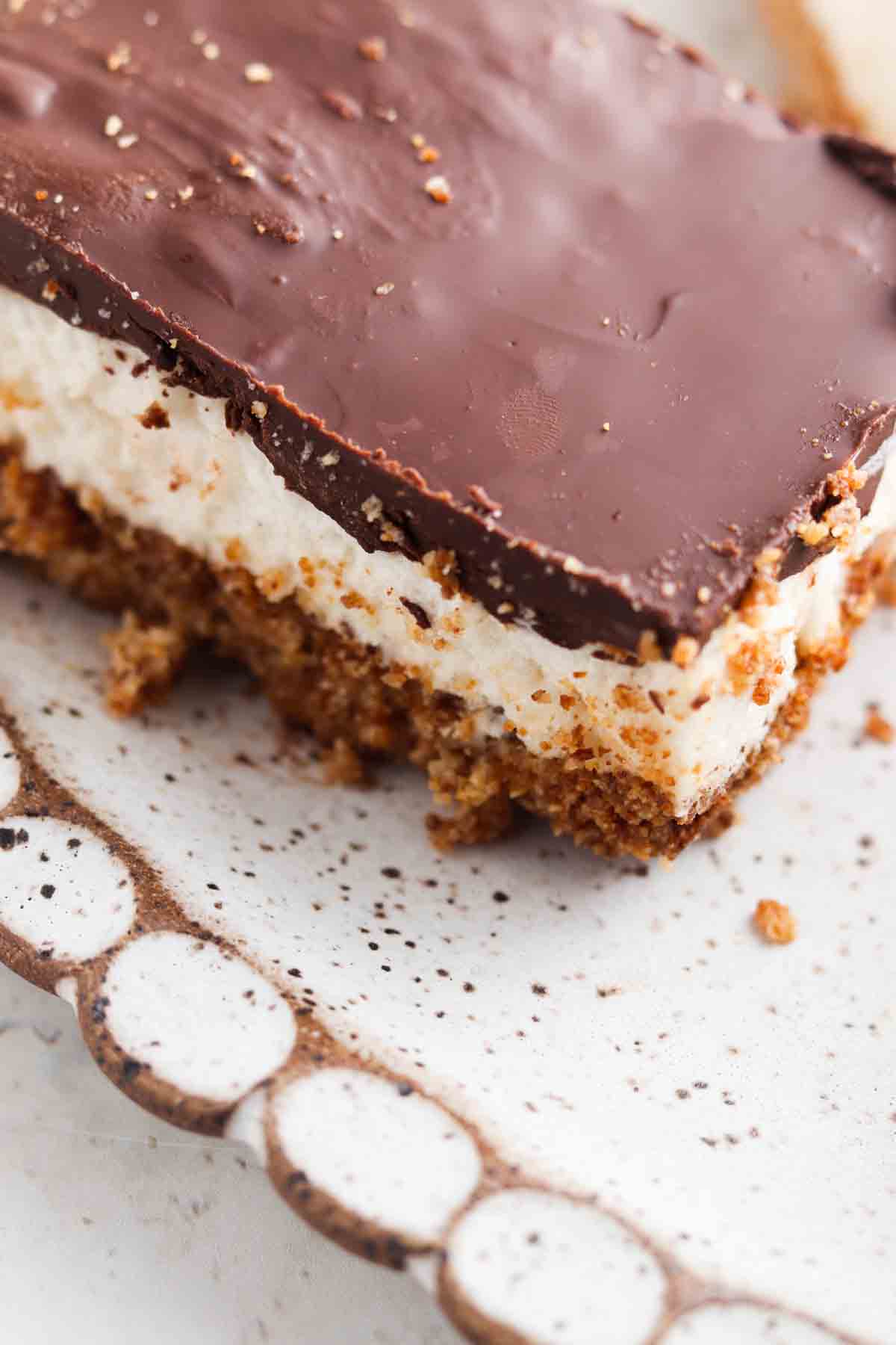 Smores bar on a plate.