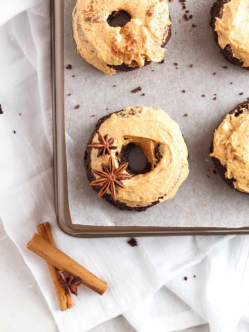 PALEO Chocolate Donuts with Pumpkin Maple Cream Cheese Frosting1