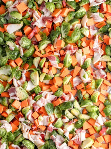 Sweet Potato Brussels Sprout Bacon Breakfast Sheet Pan3