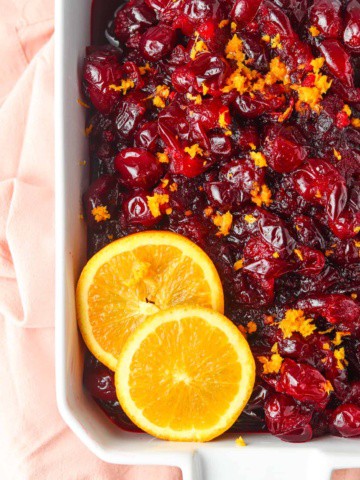 cranberry sauce in bowl with towel