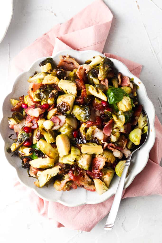 Air Fryer Brussel Sprouts With Bacon And Pomegranate | Alliannas Kitchen