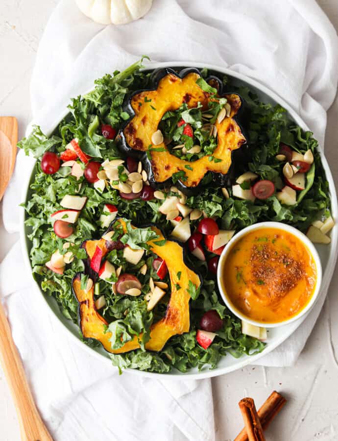 Acorn Squash Grape Apple Salad With Pumpkin Vinaigrette