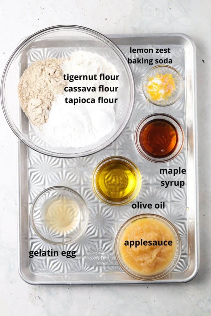 aip cupcake ingredients on a metal tray