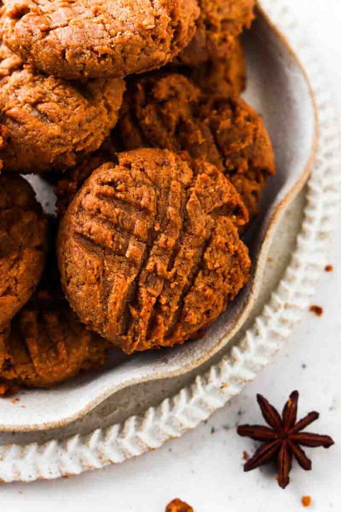 dairy free peanut butter cookies on a plate