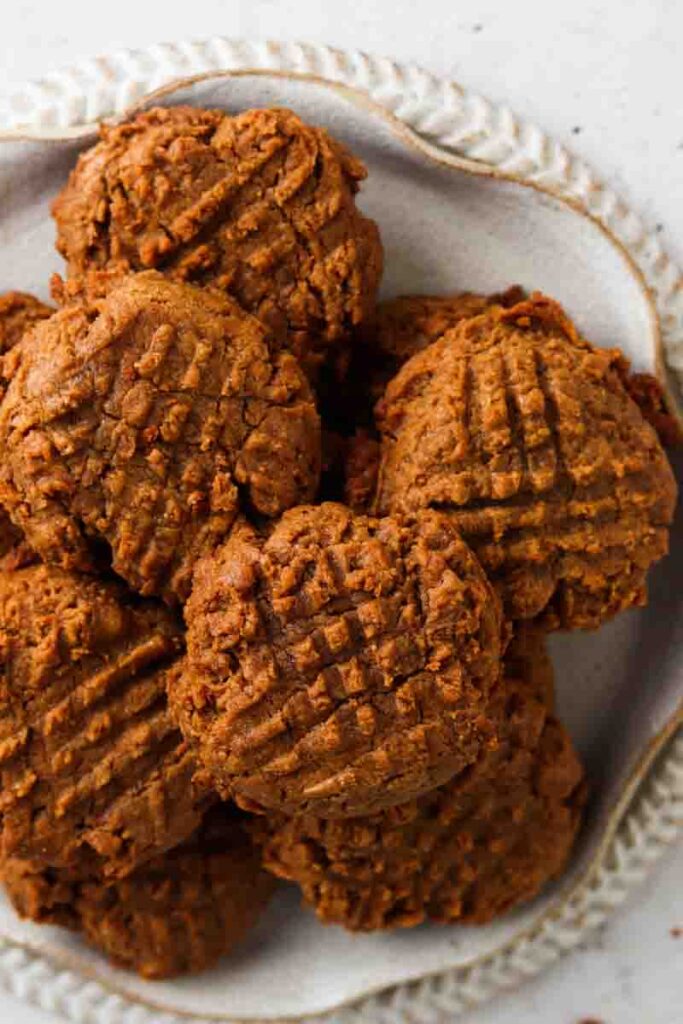 plate full of gluten free peanut butter cookies