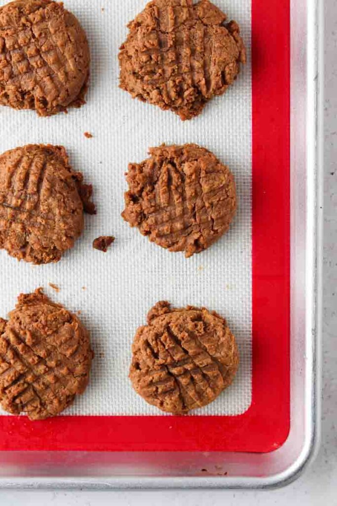 flourless peanut butter cookies on a baking sheet