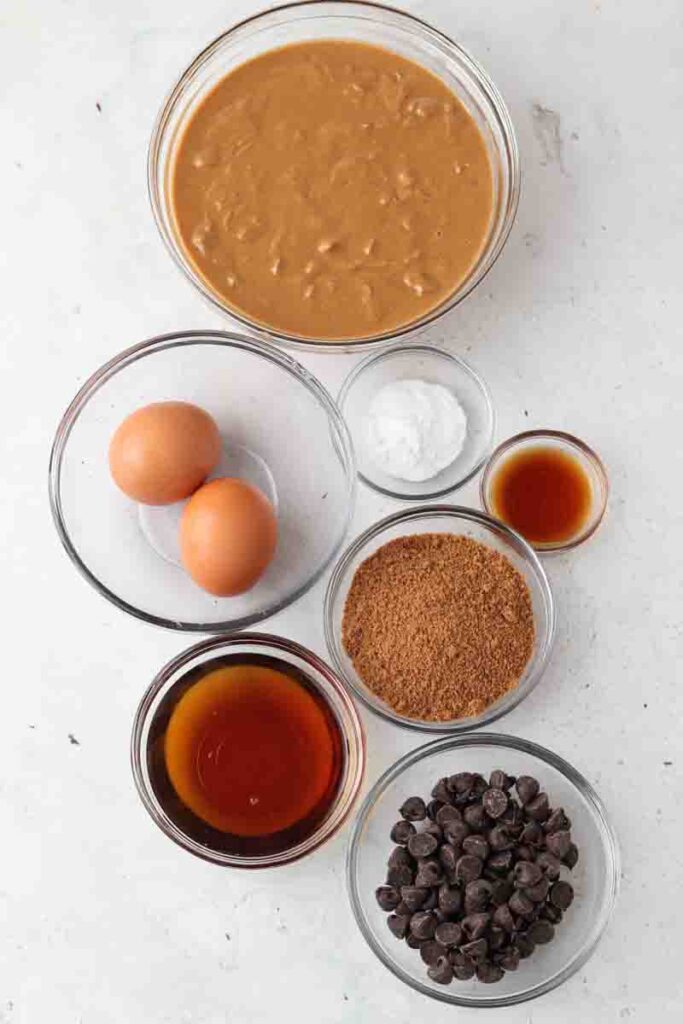 dairy free peanut butter ingredients in bowls