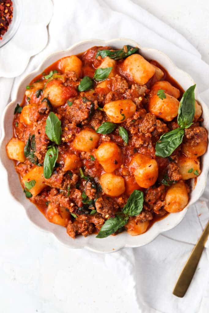 beautiful gnocchi dish with red sauce