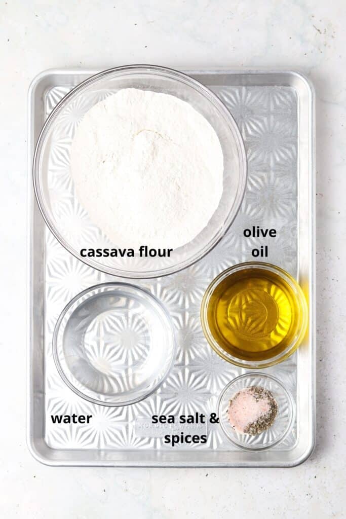 aip tortillas ingredients on a metal tray