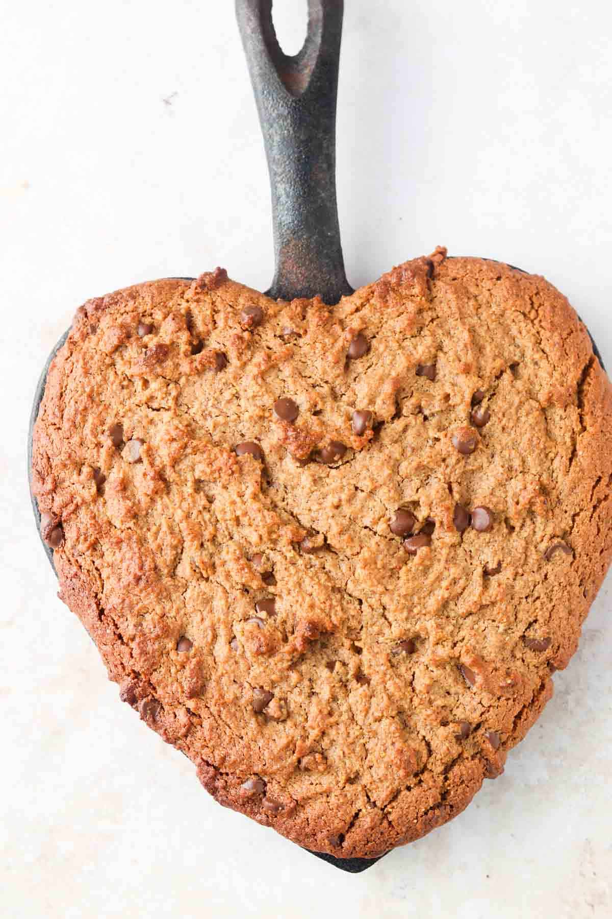 Baked cookie in a 6 inch skillet.