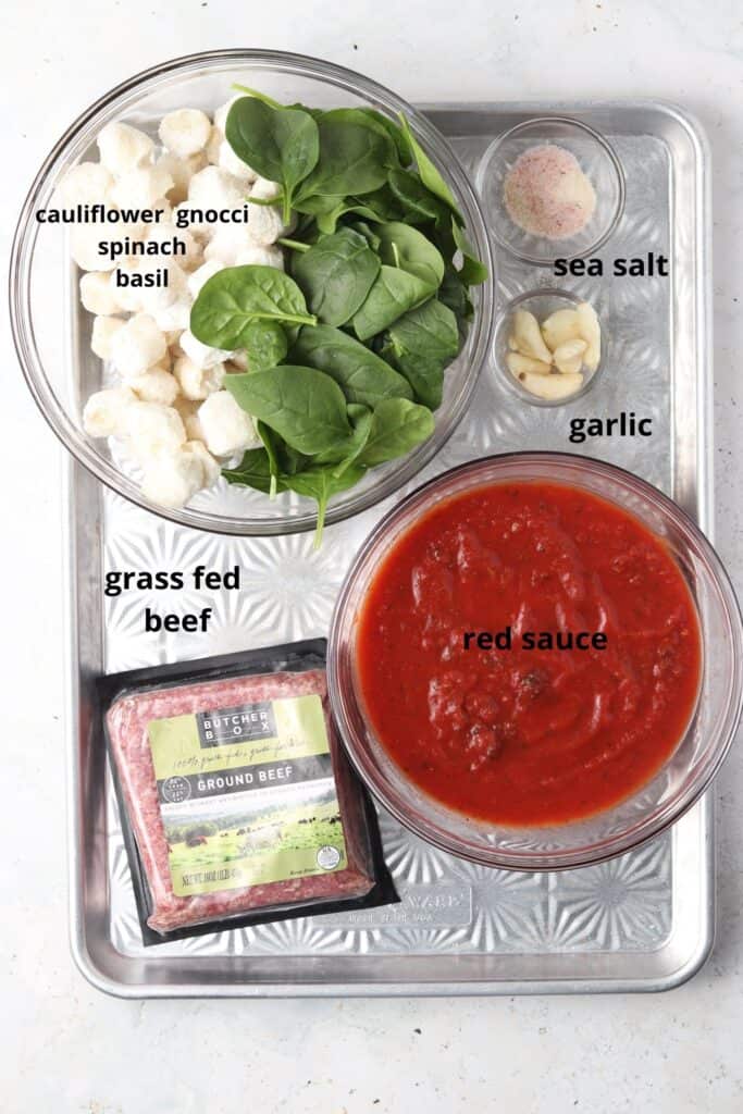 ingredients on a metal tray