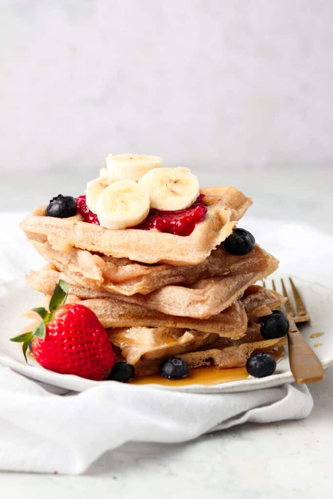 aip waffles staked up on a plate