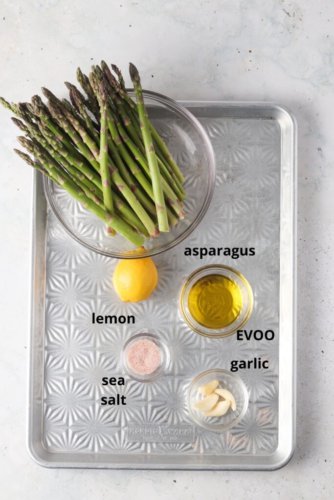 asparagus ingredients on a tray