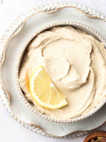 lemon tahini dressing in a bowl