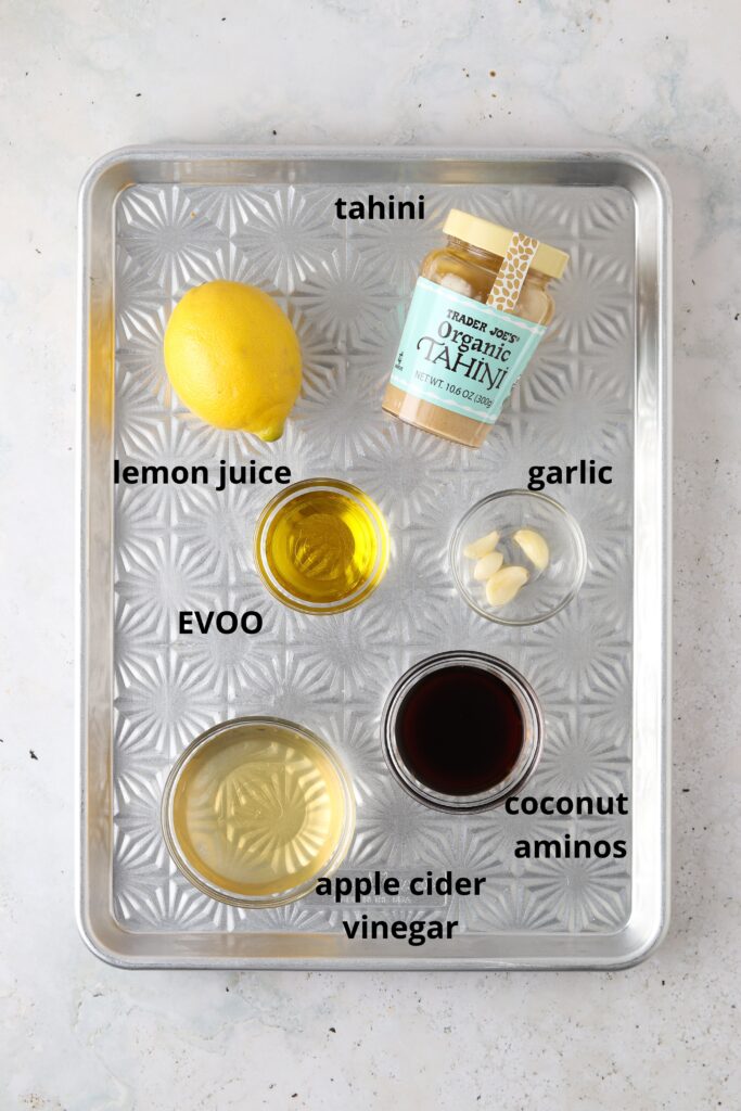 dressing ingredients on a tray