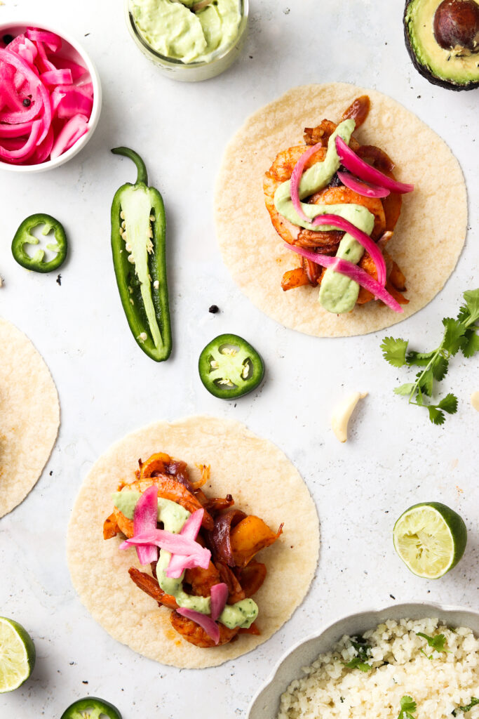 paleo sheet pan tacos laid out