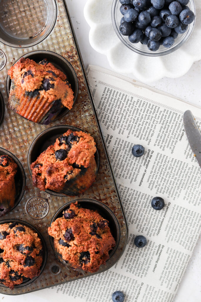 paleo blueberry muffins in a tray