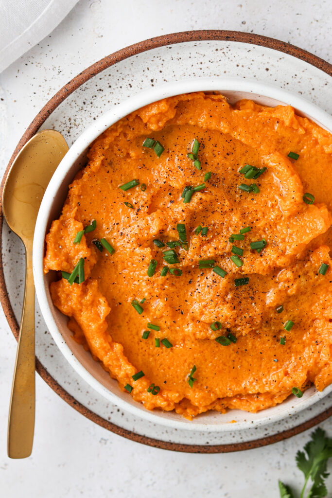 close up of vegan sweet potato mash