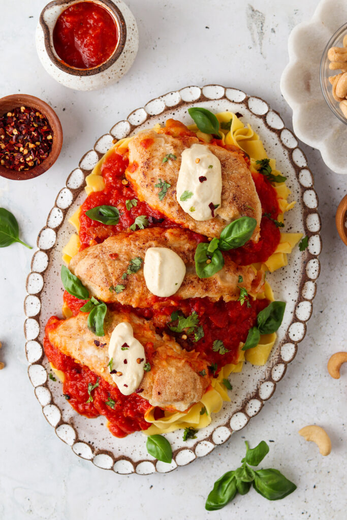 overhead shot of chicken parm