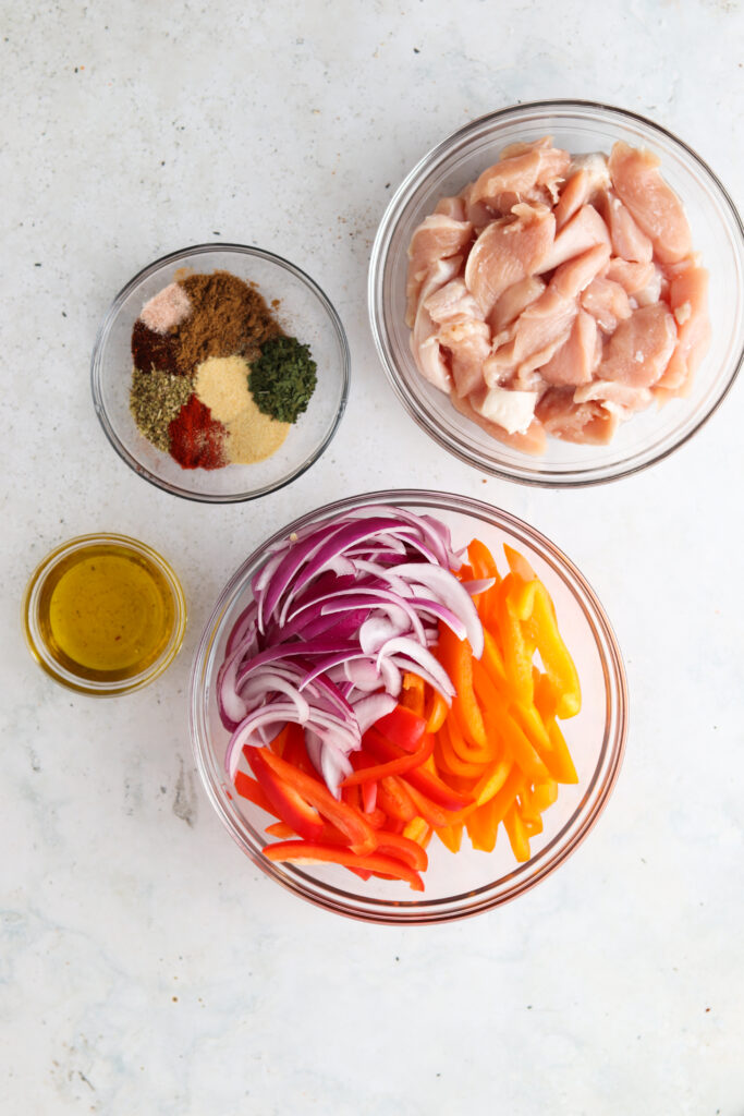 ingredients in small glass bowls