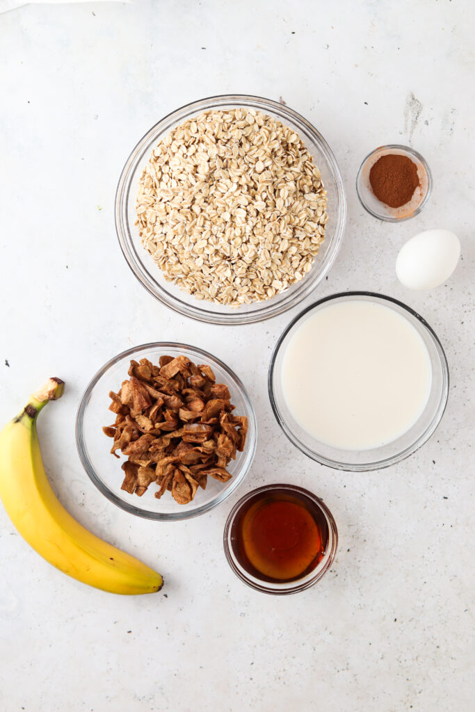 apple oatmeal bake ingredients laid out in a bowl