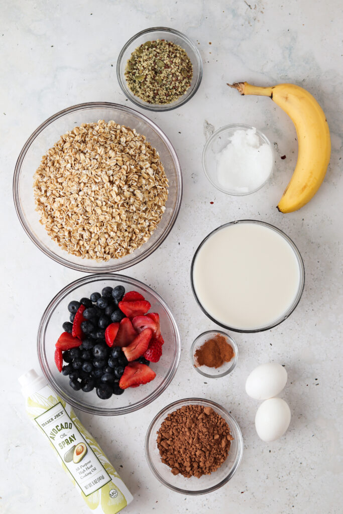 chocolate oat ingredients laid out