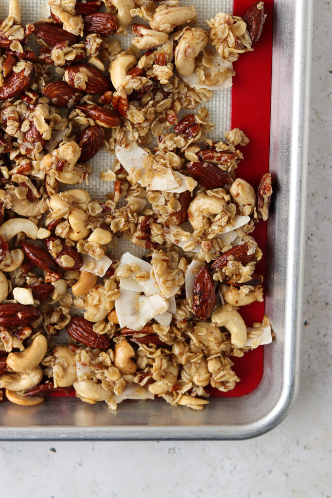 gluten free granola on a tray