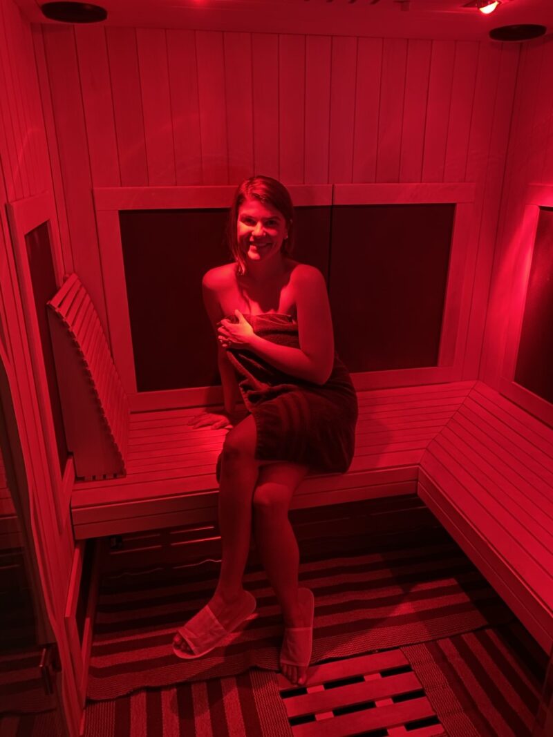 picture of allianna moximchalk in a sauna