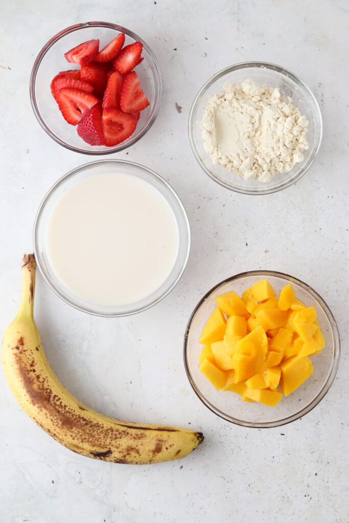 smoothie ingredients laid out