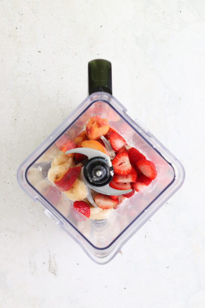 smoothie ingredients in a blender