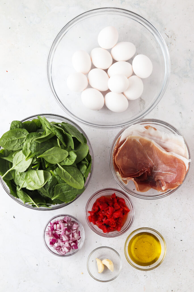 Prosciutto Egg Cups ingredients laid out