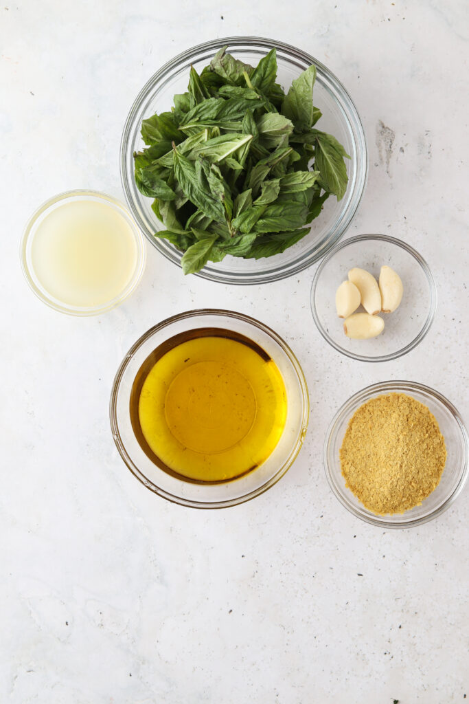 homemade aip pesto ingredients on a tray