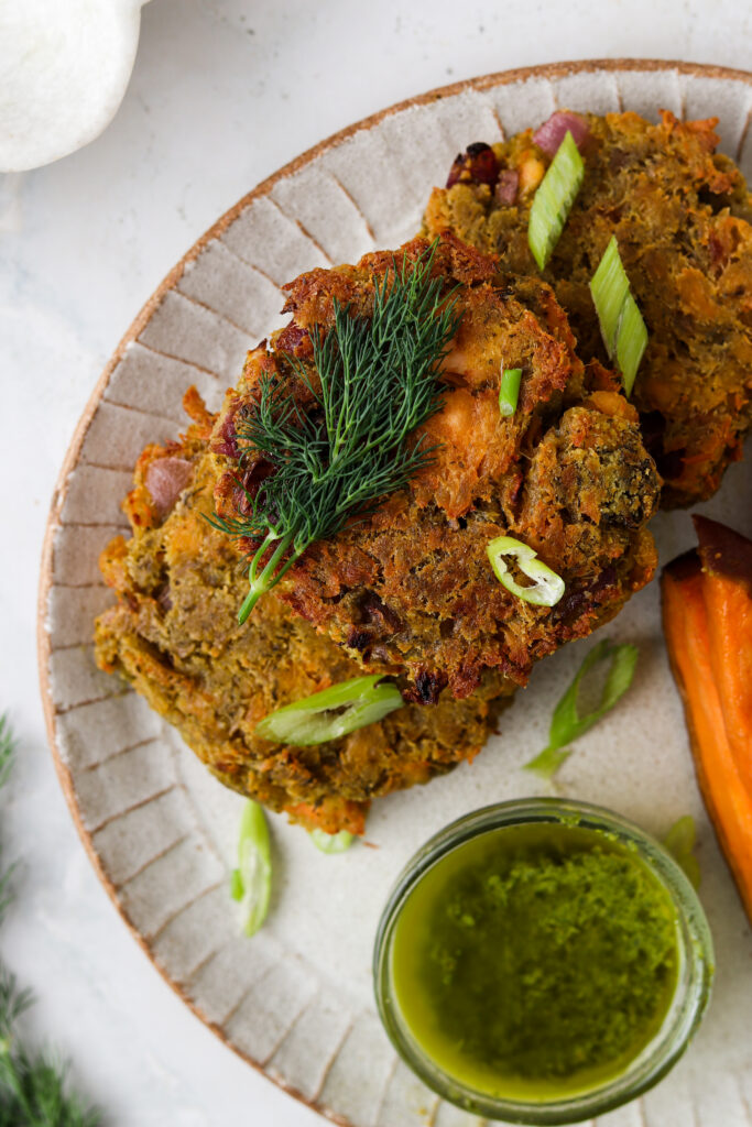 close up shot of aip salmon cakes