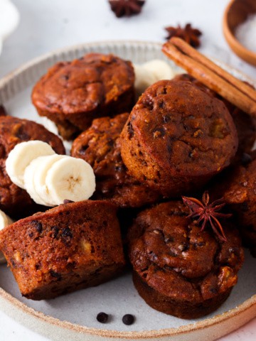 paleo pumpkin muffins on a plate