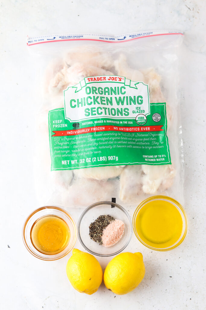 honey lemon pepper wings ingredients laid out