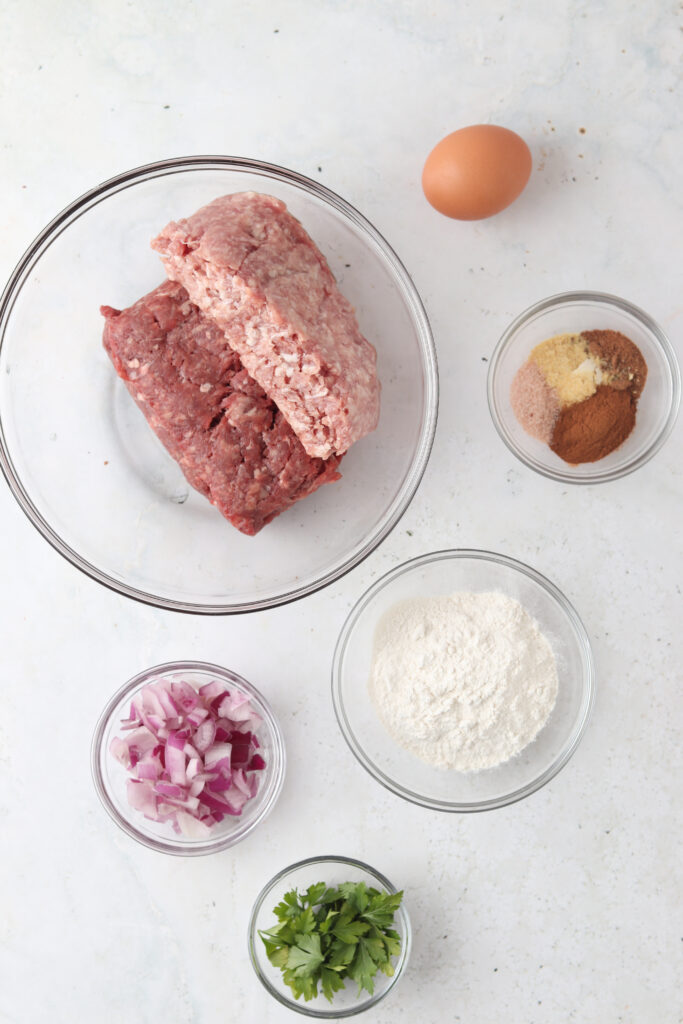 paleo swedish meatball ingredients in bowls