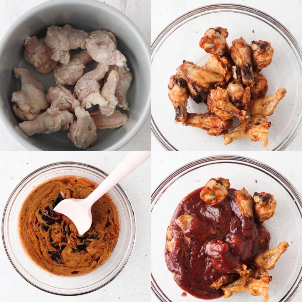 step by step process of how to make peanut butter and jelly chicken wings