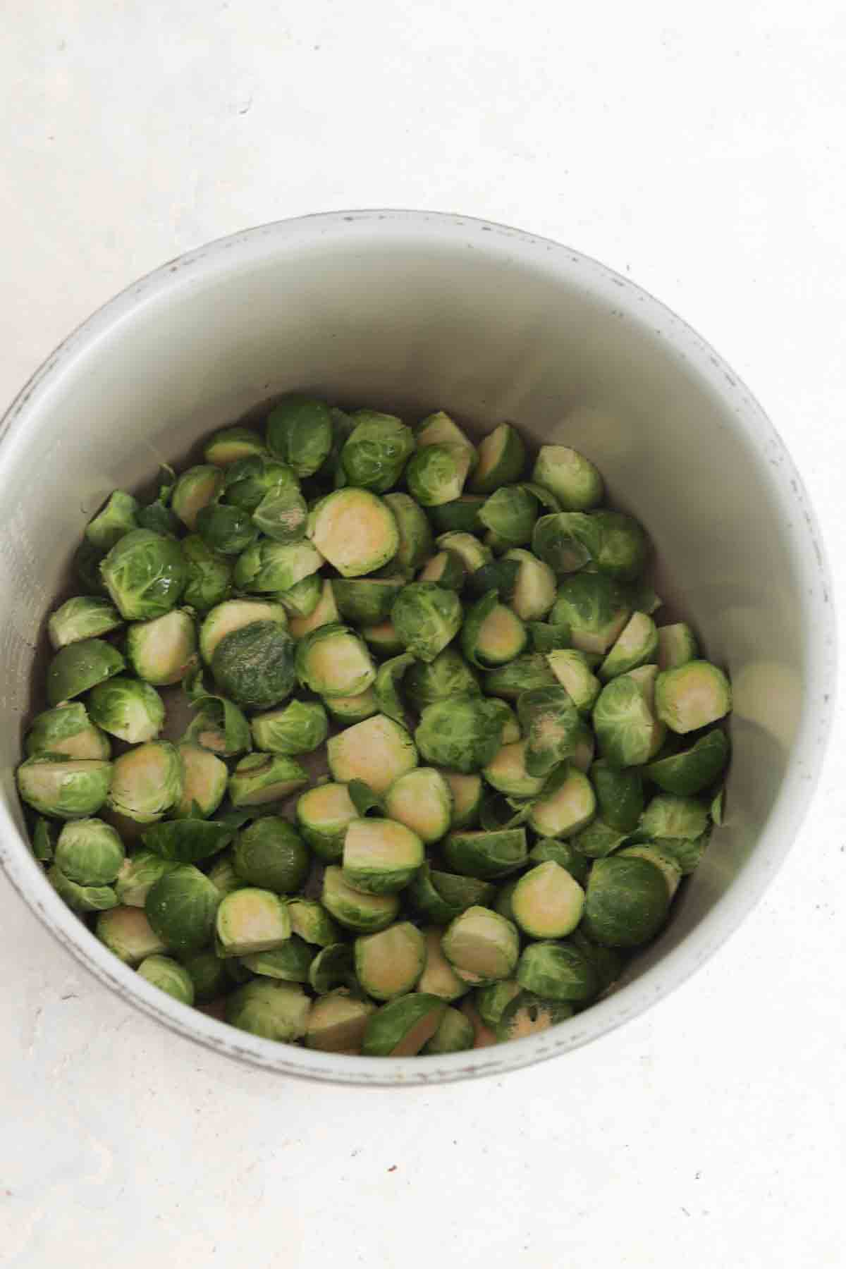 Brussel sprouts in a large air fryer. 