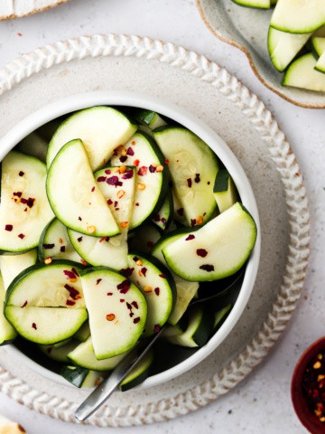 instant pot zucchini with red pepper flakes in a bowl