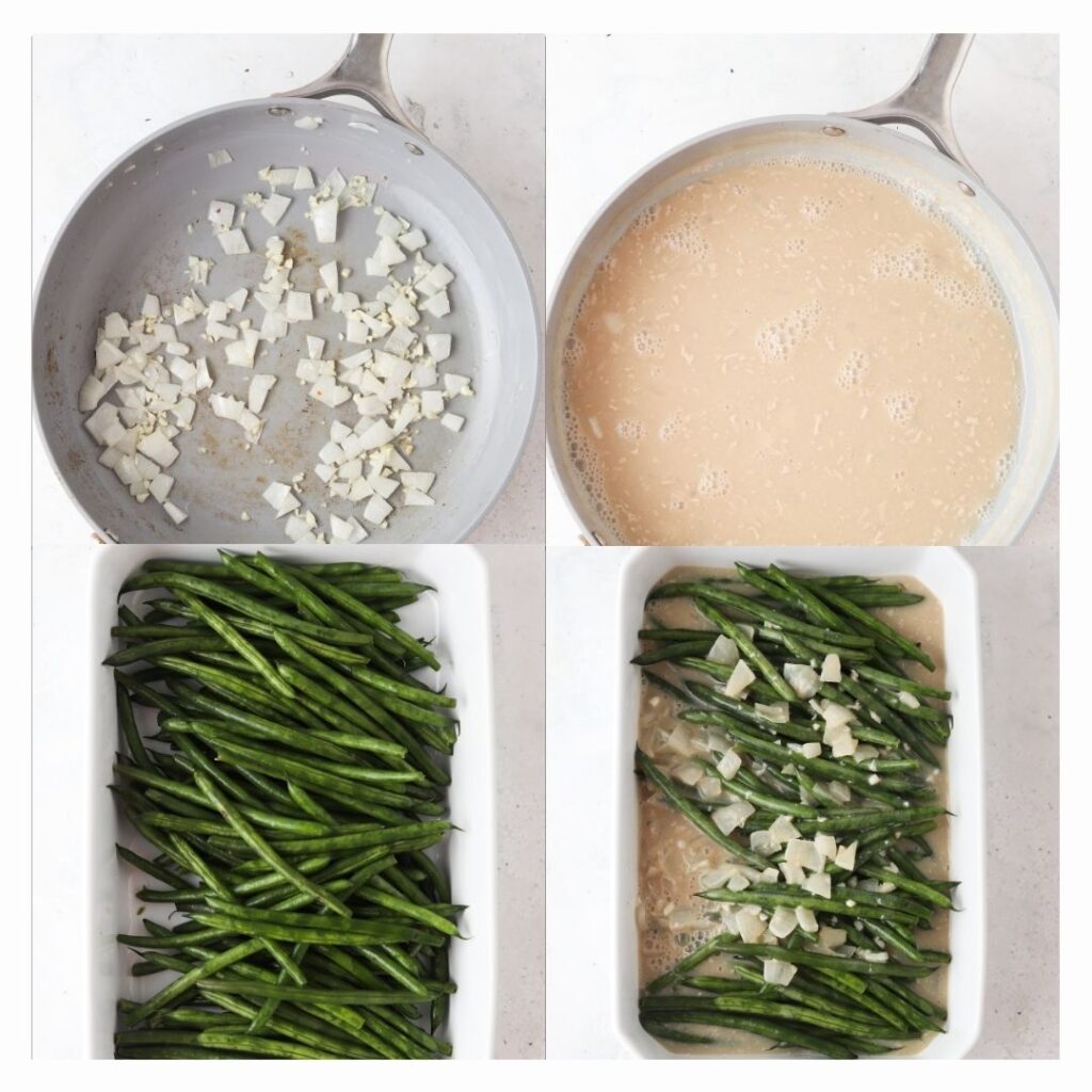 step by step process on how to make keto green bean casserole