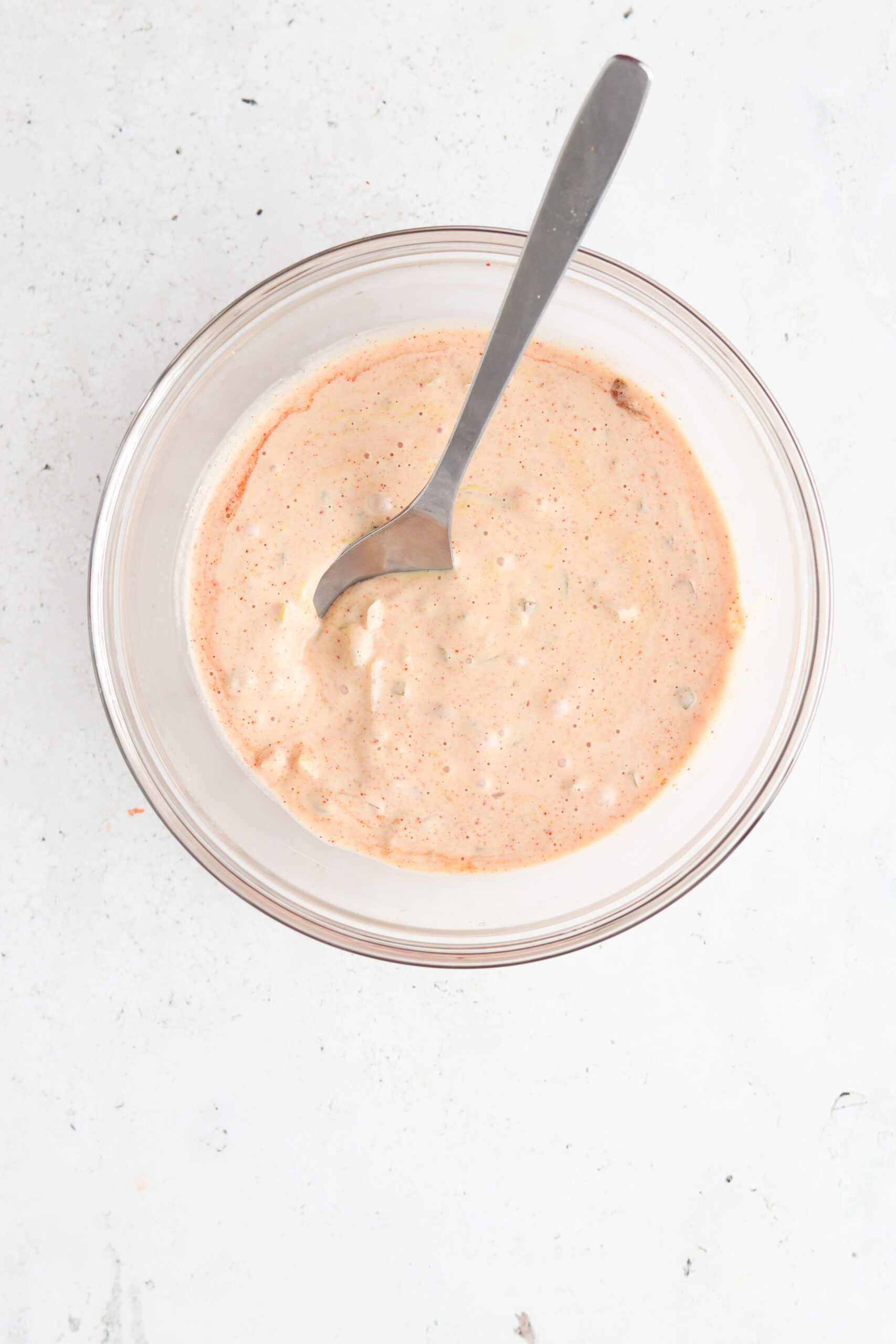 Special sauce ingredients in a glass bowl.