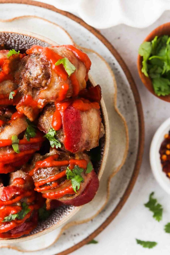 bacon bbq meatballs in a bowl